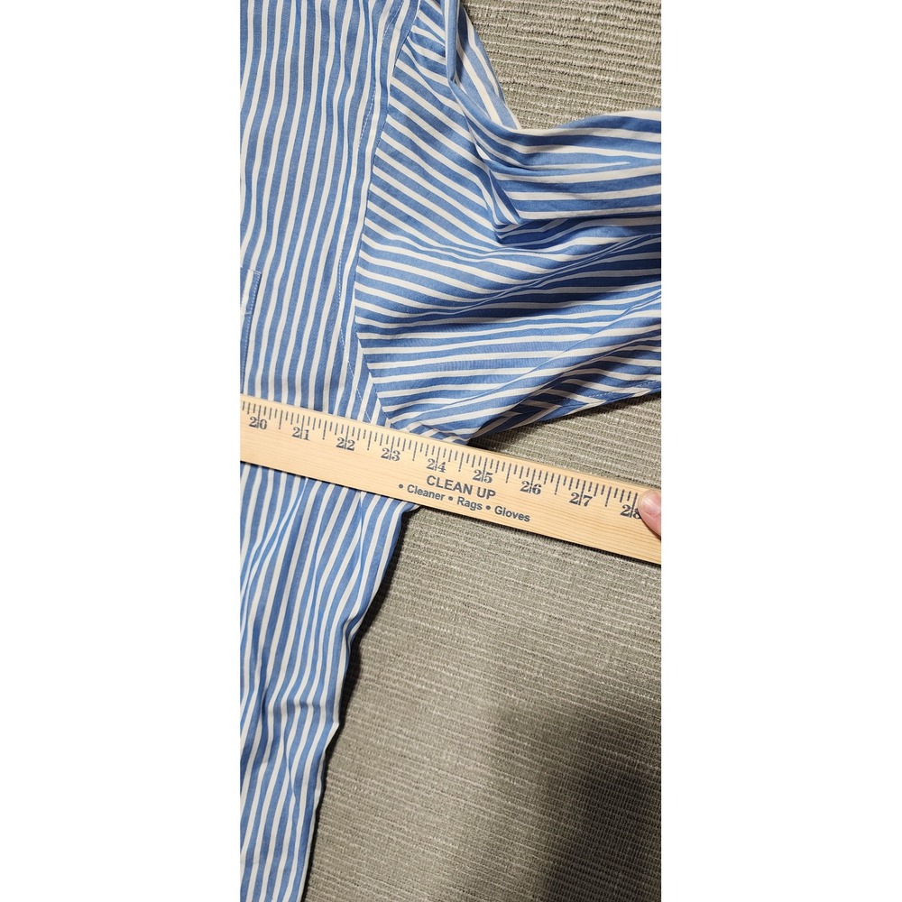 Daniel Cremieux Mens 17 34 Staney Shirt Blue White Striped Cotton Button Down - Picture 5 of 8